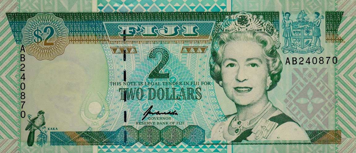 Front of Fiji p96b: 2 Dollars from 1996