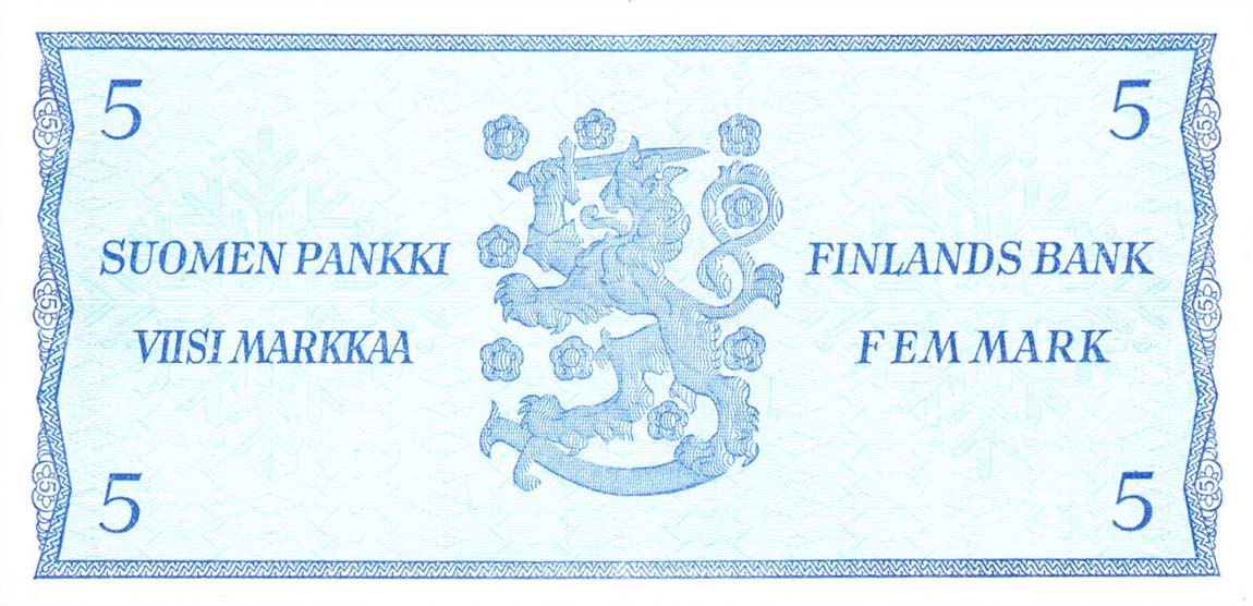 Back of Finland p103a: 5 Markkaa from 1963