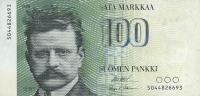 p115a from Finland: 100 Markkaa from 1986