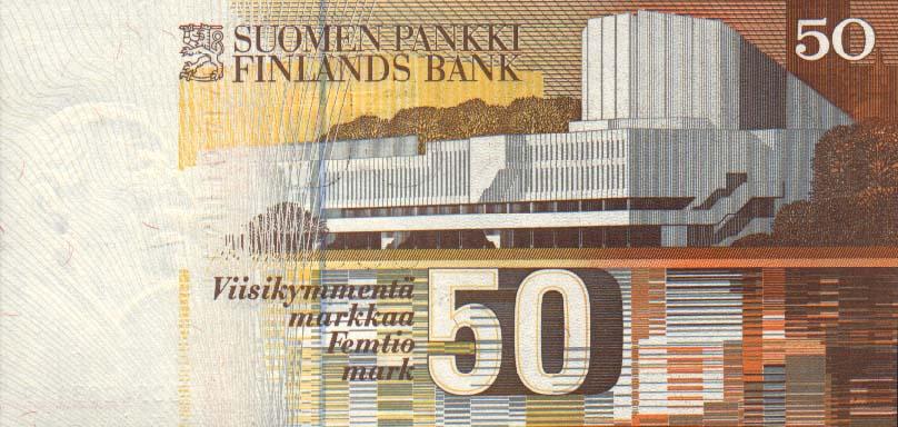 Back of Finland p118: 50 Markkaa from 1986