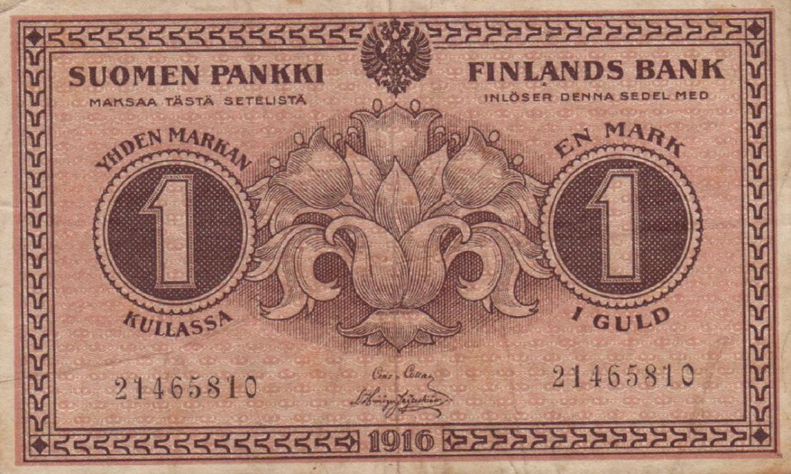 Front of Finland p19: 1 Markkaa from 1916