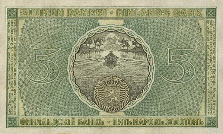 Back of Finland p30: 5 Markkaa from 1909