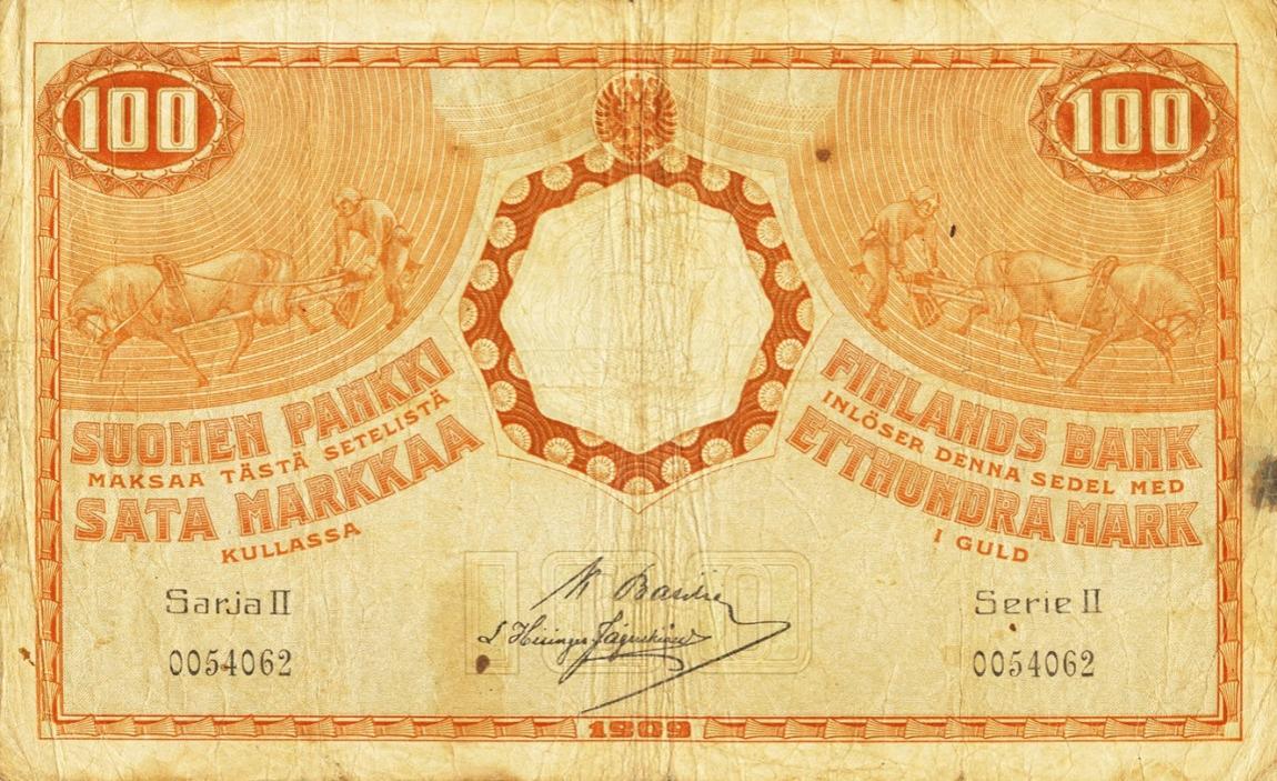 Front of Finland p31: 100 Markkaa from 1909