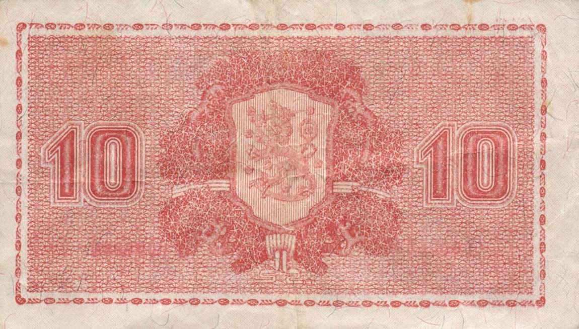 Back of Finland p57: 10 Markkaa from 1922