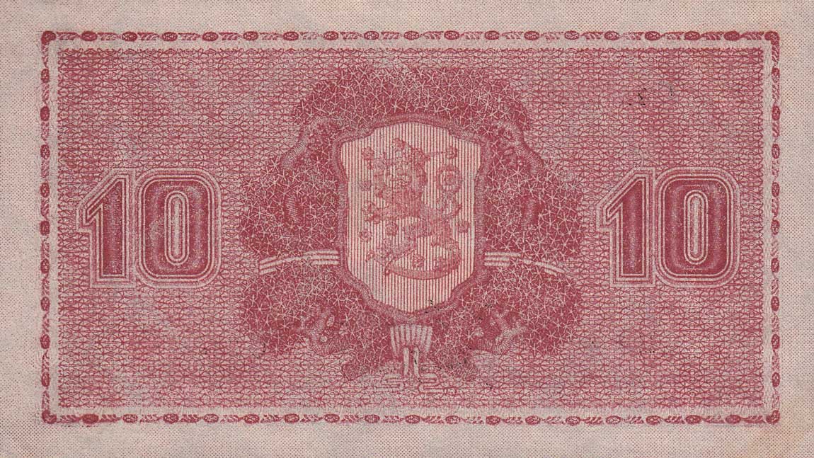 Back of Finland p77a: 10 Markkaa from 1945