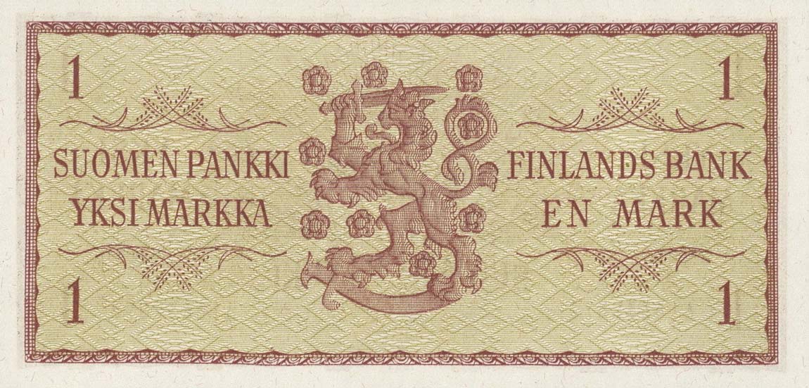 Back of Finland p98a: 1 Markkaa from 1963