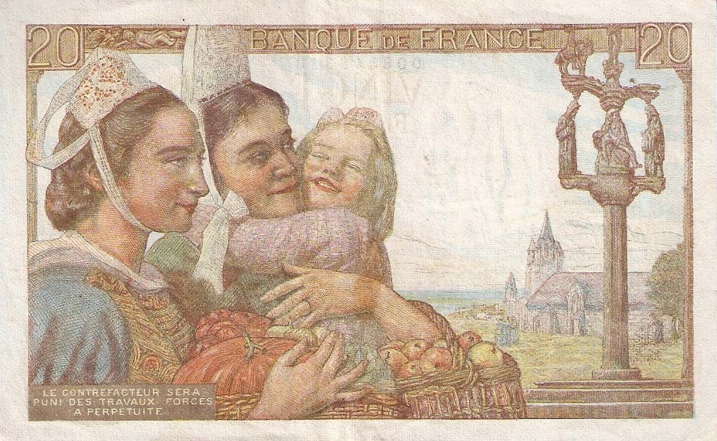 Back of France p100a: 20 Francs from 1942