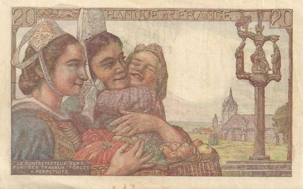 Back of France p100d: 20 Francs from 1950