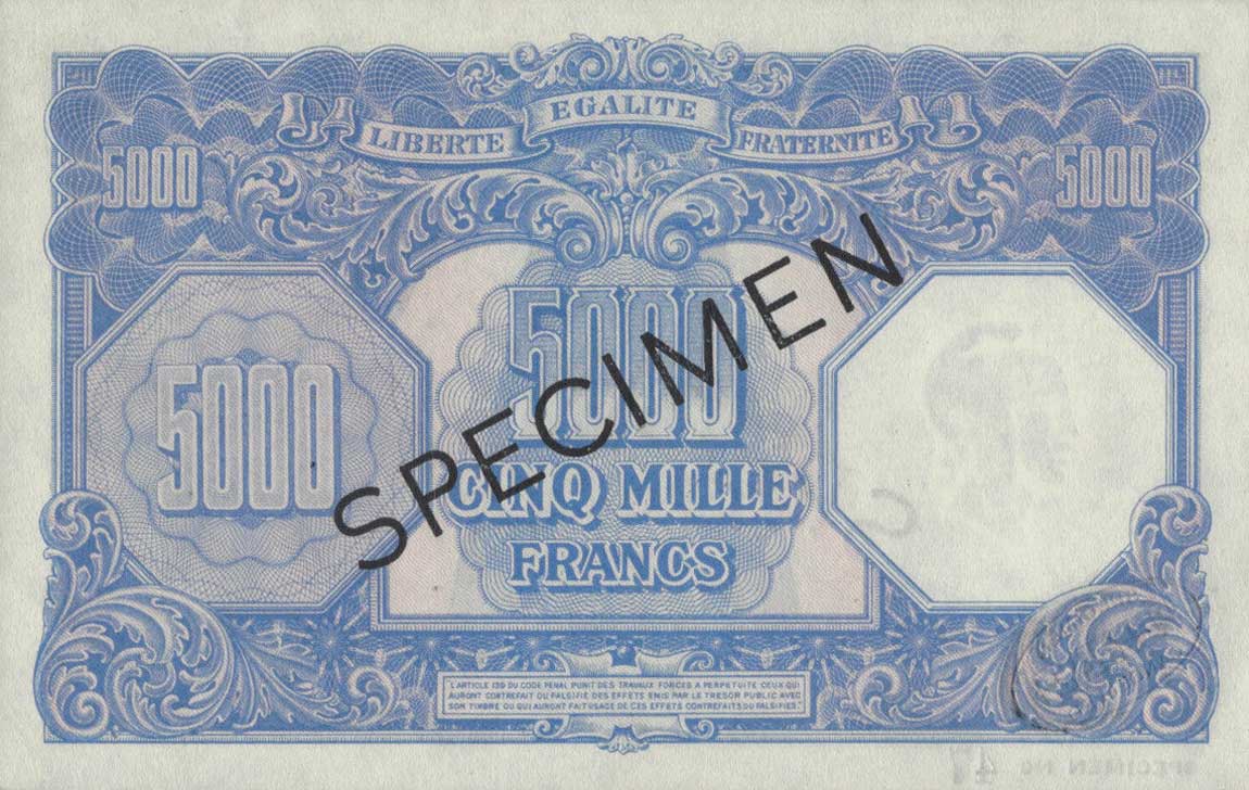 Back of France p109s: 5000 Francs from 1938