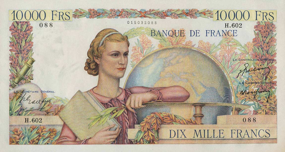 Queries 10000 Francs En Euros RealBanknotes.com > France p132b: 10000 Francs from 1949