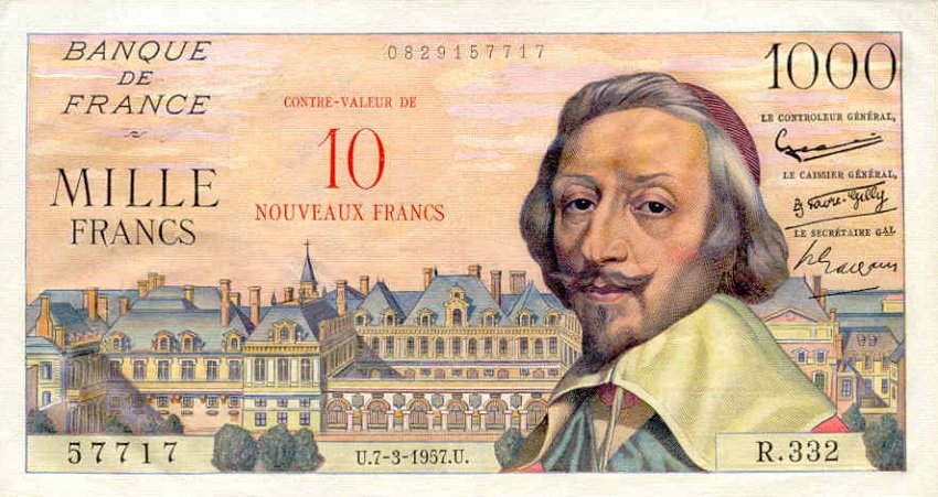 Front of France p138: 10 Nouveaux Francs from 1957