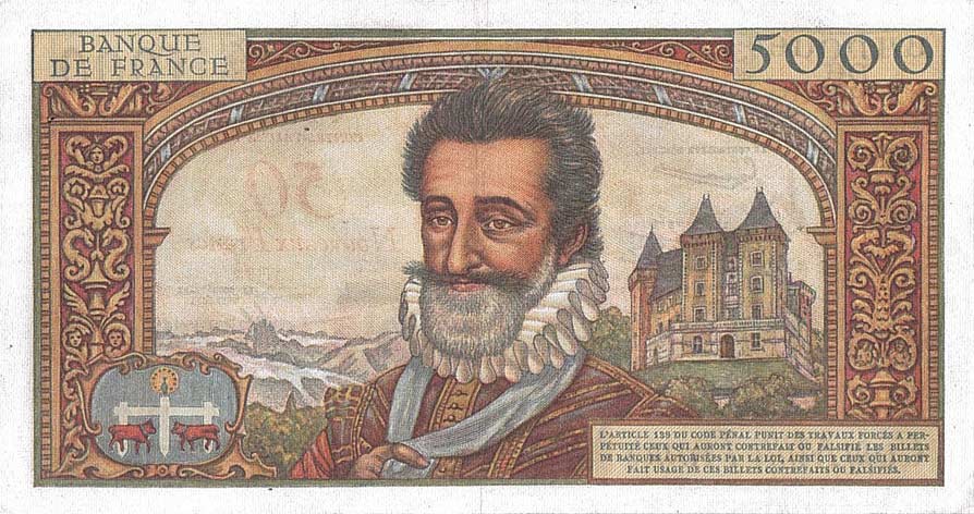 Back of France p139a: 50 Nouveaux Francs from 1958