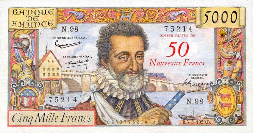 Front of France p139b: 50 Nouveaux Francs from 1959