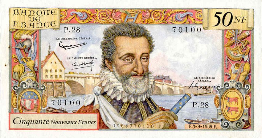 Front of France p143a: 50 Nouveaux Francs from 1959