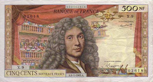 Front of France p145a: 500 Nouveaux Francs from 1959
