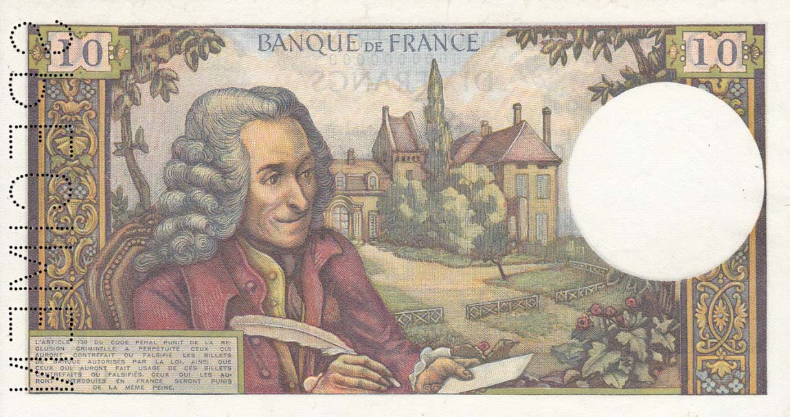 Back of France p147s: 10 Francs from 1967