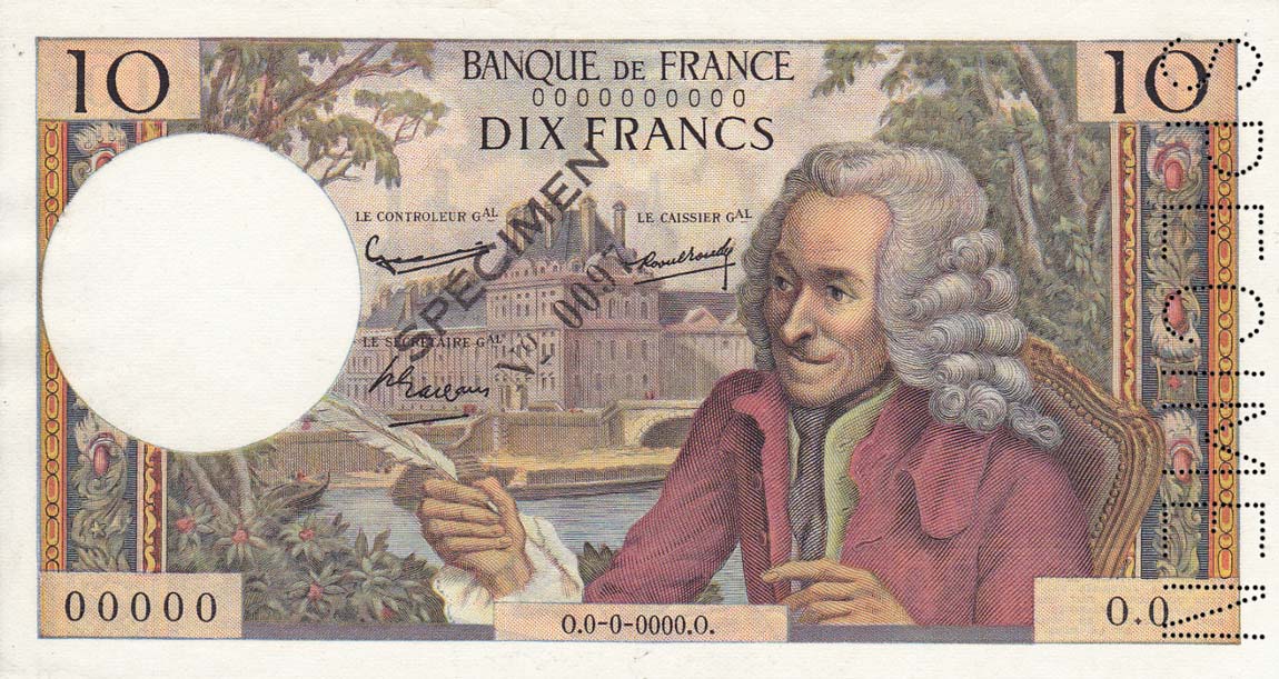 Front of France p147s: 10 Francs from 1967