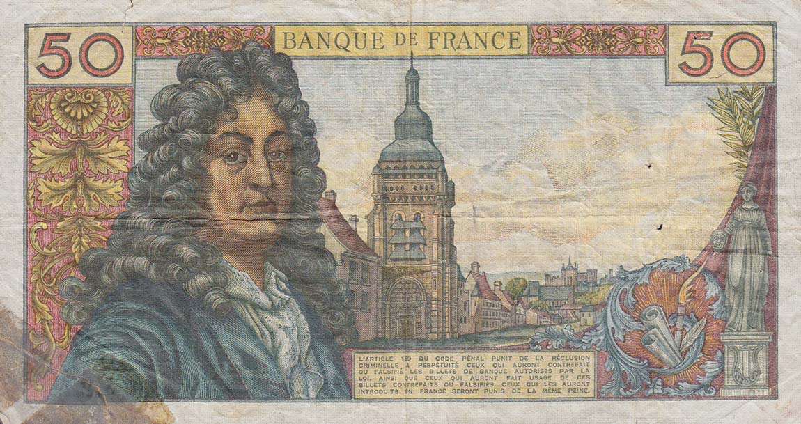 Back of France p148d: 50 Francs from 1971