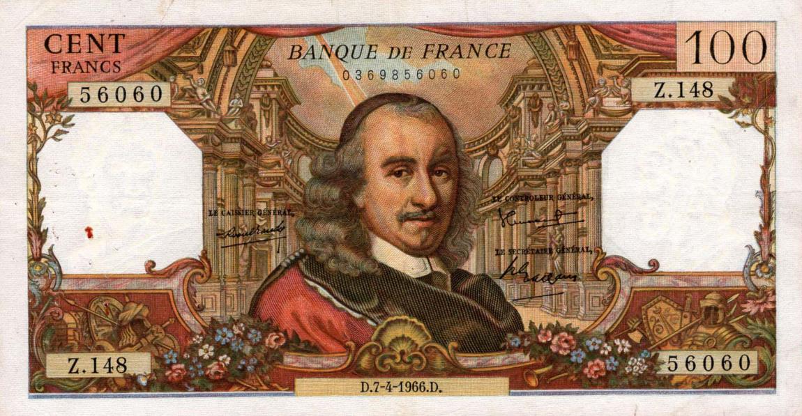 Front of France p149b: 100 Francs from 1966