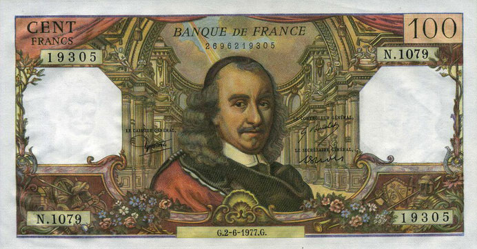 Front of France p149f: 100 Francs from 1976