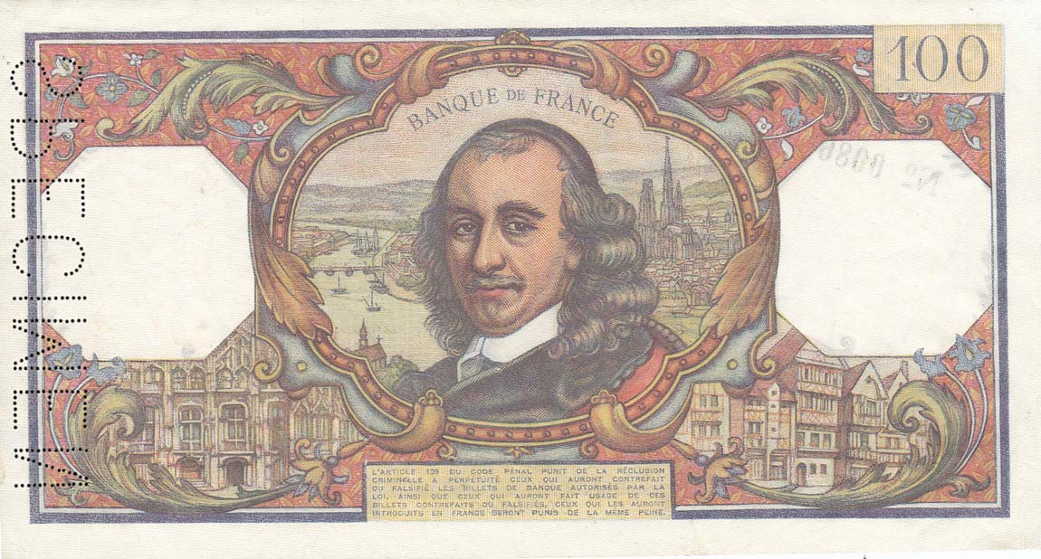 Back of France p149s: 100 Francs from 1964