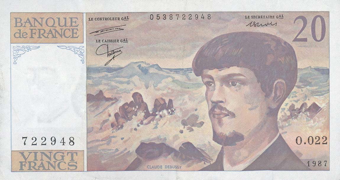 Front of France p151b: 20 Francs from 1987