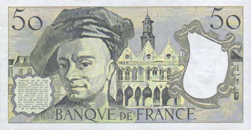 Back of France p152d: 50 Francs from 1988