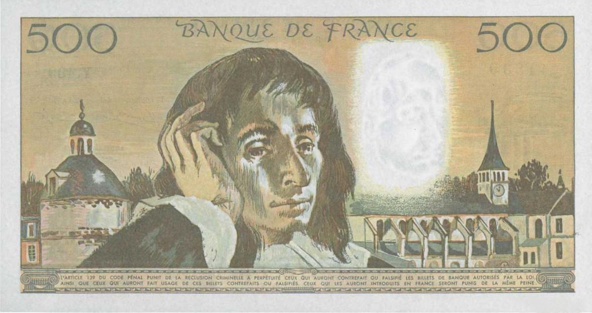 Back of France p156j: 500 Francs from 1993