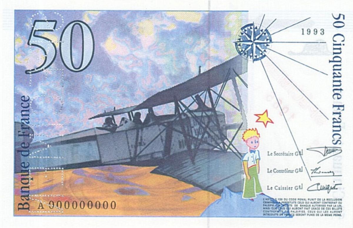 Back of France p157s: 50 Francs from 1992