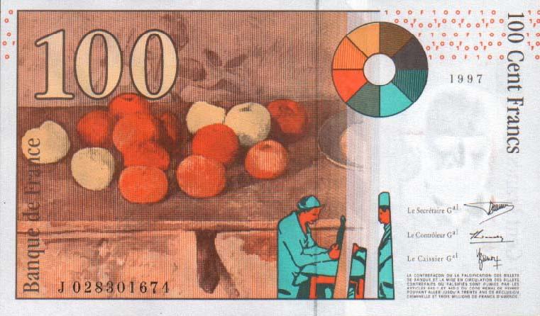 Back of France p158a: 100 Francs from 1997