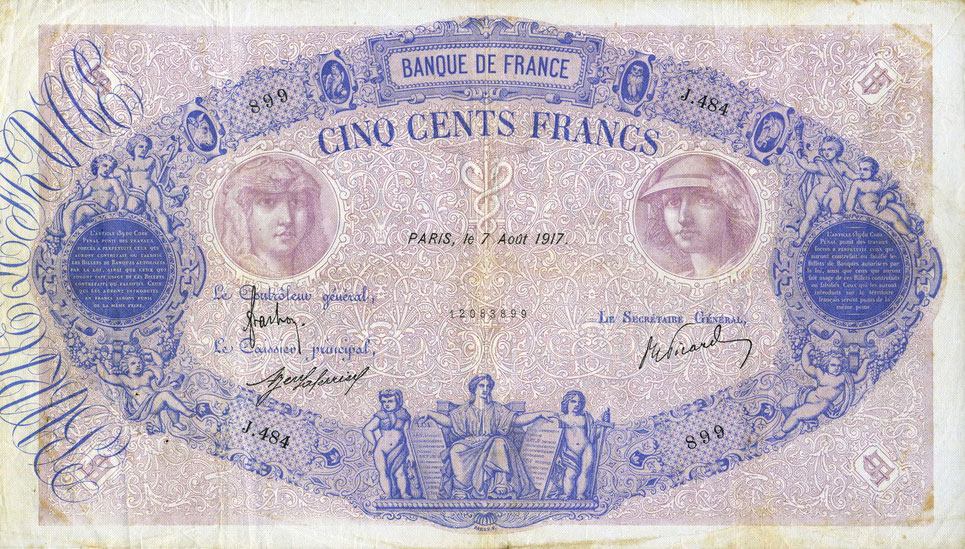 Front of France p66g: 500 Francs from 1907