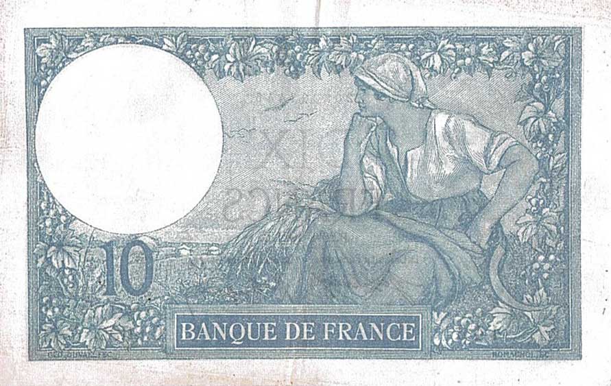 Back of France p73b: 10 Francs from 1920