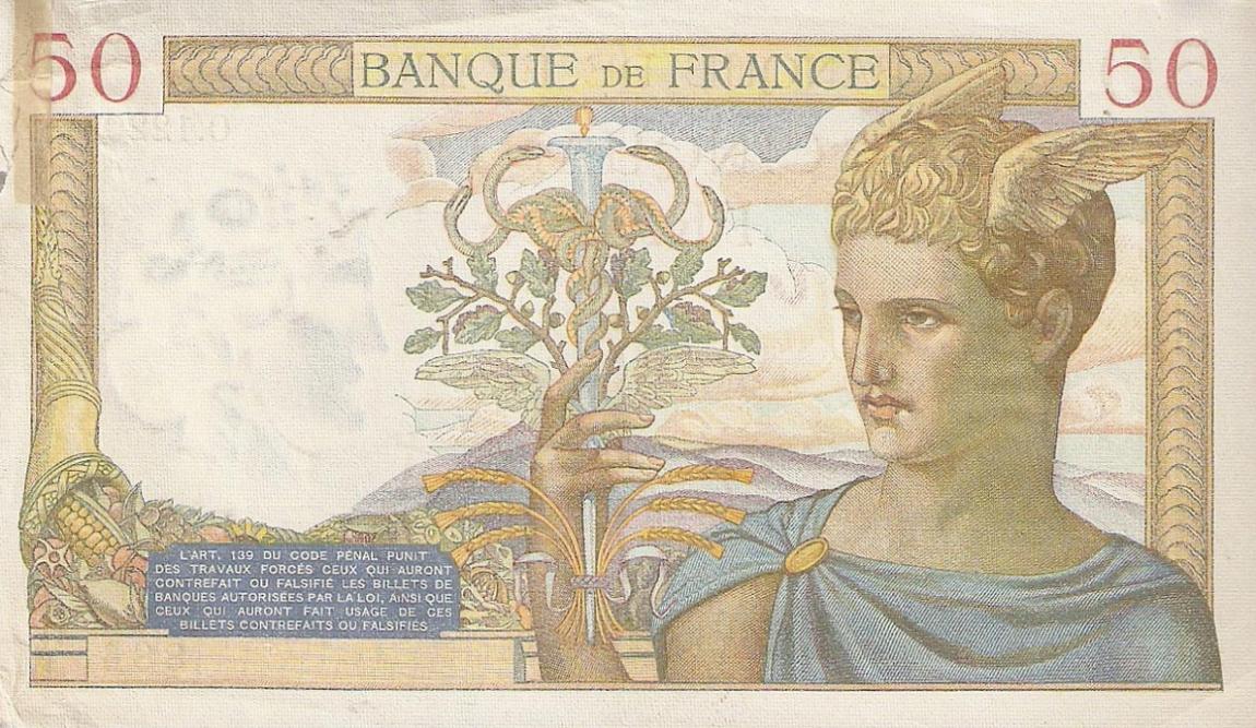 Back of France p85b: 50 Francs from 1937