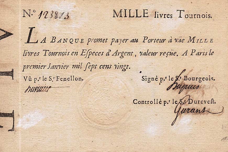 Front of France pA18b: 1000 Livres from 1720