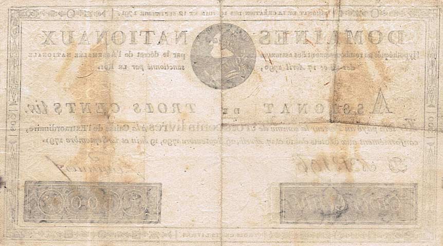 Back of France pA48: 300 Livres from 1791