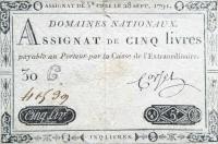 pA49 from France: 5 Livres from 1791 pA49 from France: 5 Livres from 1791