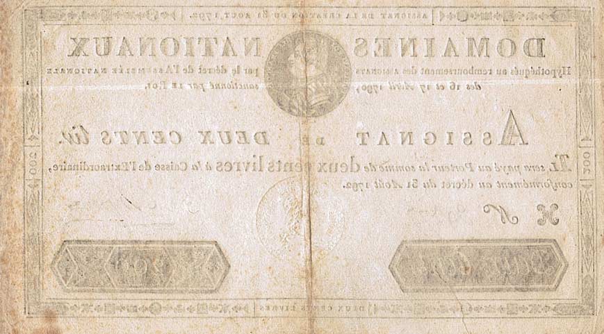 Back of France pA63: 200 Livres from 1792