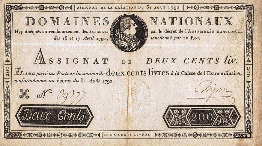 Front of France pA63: 200 Livres from 1792
