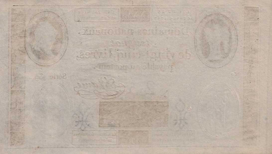 Back of France pA67: 25 Livres from 1792