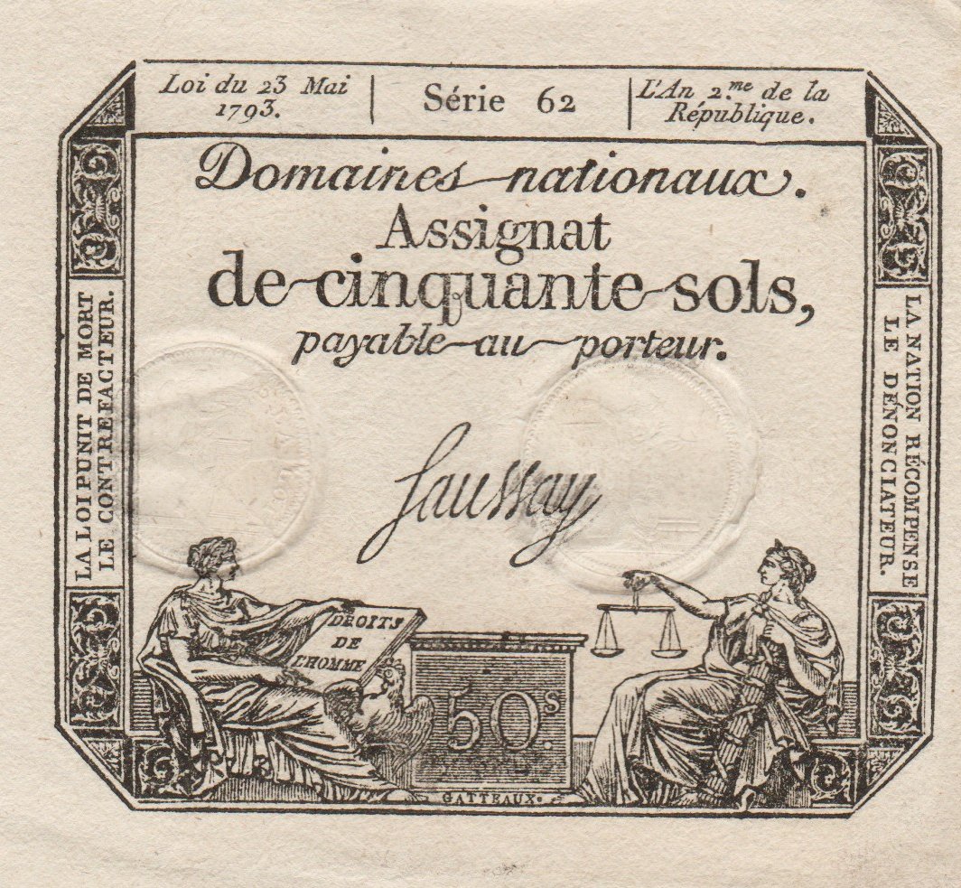 Front of France pA70b: 50 Soles from 1793