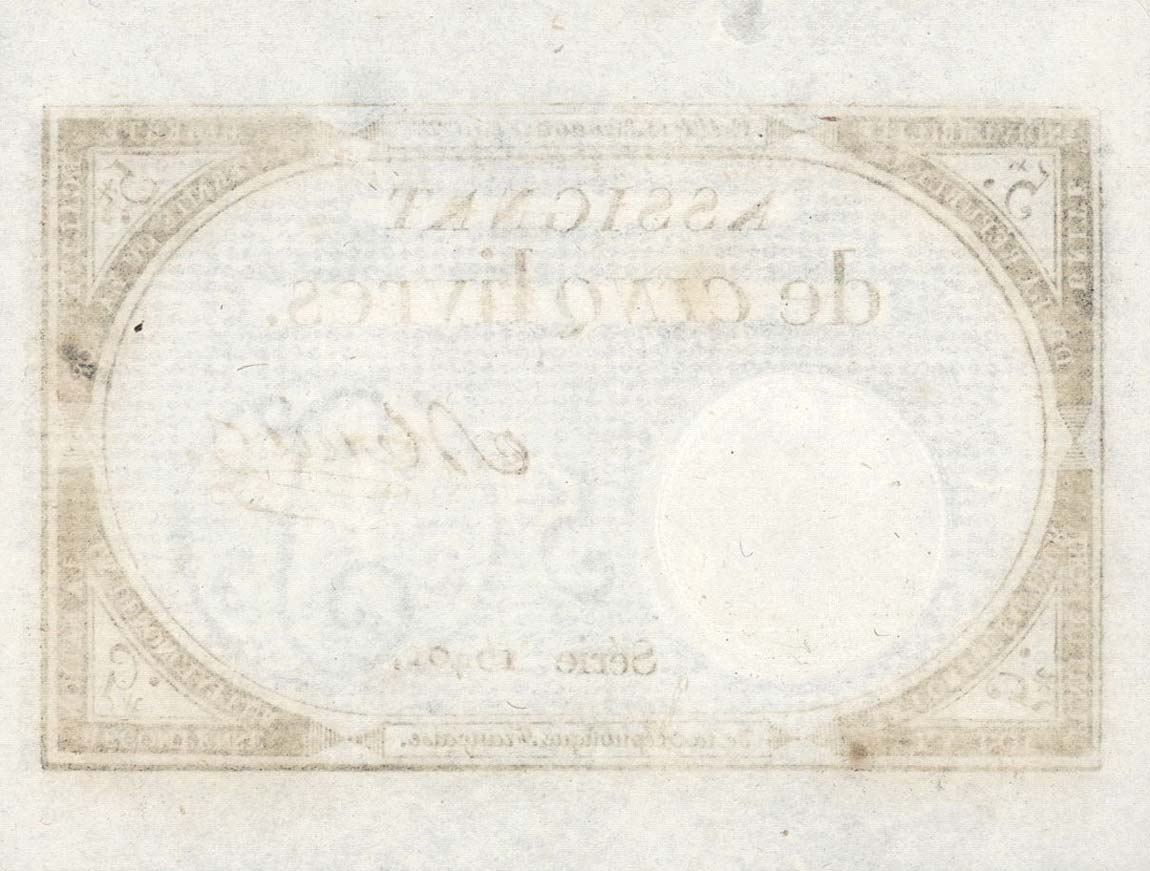 Back of France pA76: 5 Livres from 1793