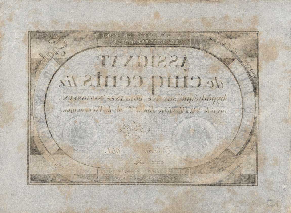 Back of France pA77: 500 Livres from 1794