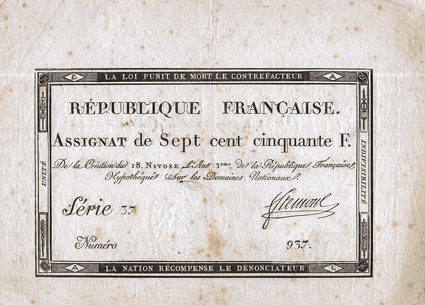 Front of France pA79: 750 Livres from 1795