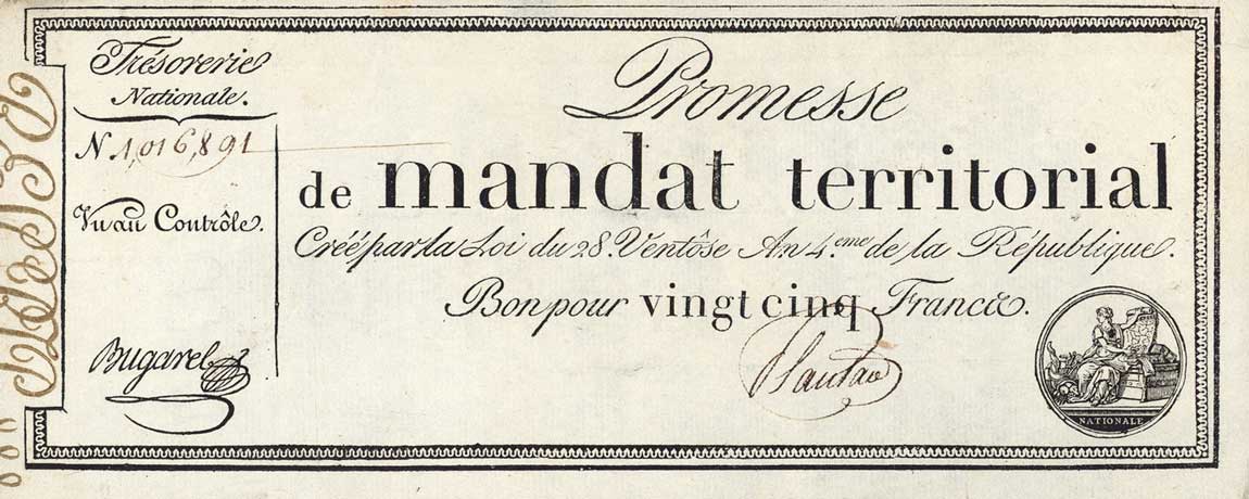 Front of France pA83a: 25 Francs from 1796