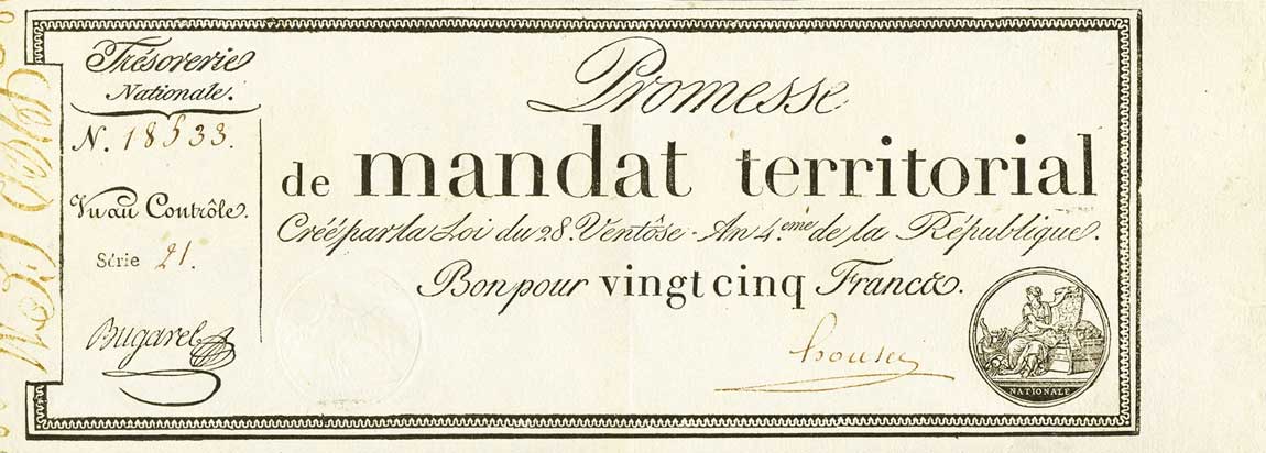 Front of France pA83b: 25 Francs from 1796