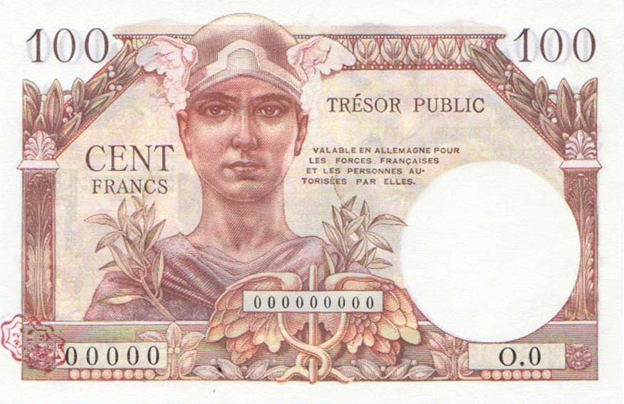 Front of France pM11s: 100 Francs from 1955