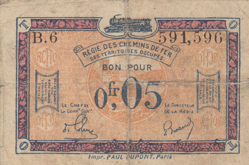 Front of France pR1: 0.05 Franc from 1923