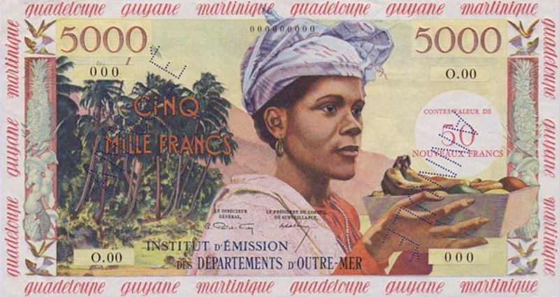 Front of French Antilles p3s: 50 Nouveaux Francs from 1961