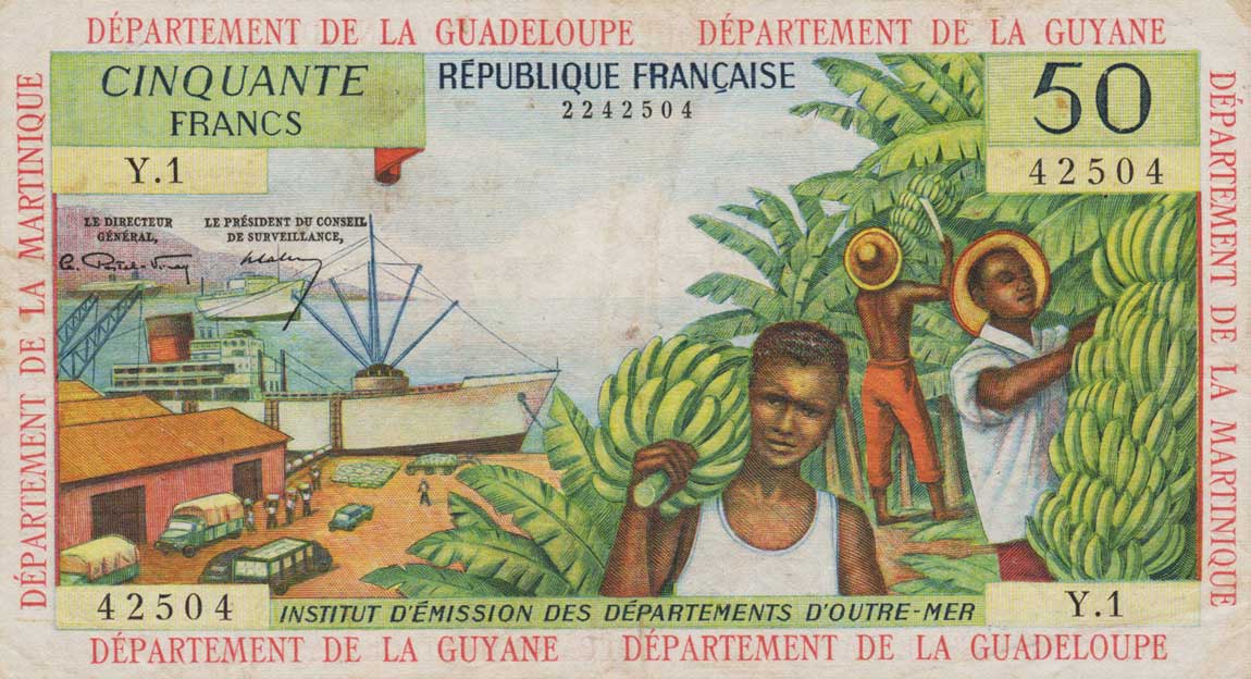 Front of French Antilles p9a: 50 Francs from 1964
