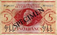 Gallery image for French Equatorial Africa p10s: 5 Francs